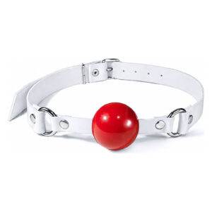 Кляп силіконовий Feral Feelings Silicon Ball Gag White/Red, білий ремінець, червона кулька