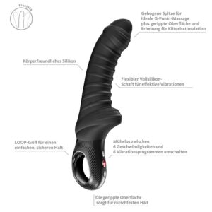 Вібратор для точки G Fun Factory TIGER Black, ребристий, підходить для анальної стимуляції