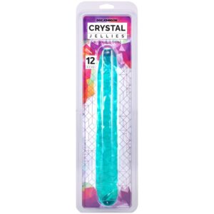 Фалоімітатор двосторонній Doc Johnson Crystal Jellies 12" Jr. Double Dong Teal