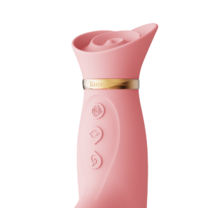 Вібратор з підігрівом та вакуумною стимуляцією клітора Zalo - ROSE Vibrator Strawberry Pink