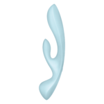 Двосторонній вібратор-кролик Satisfyer Triple Oh Light Blue, 3 мотори, руків’я-масажер