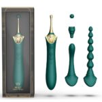 Мультифункціональний вібратор Zalo — Bess 2 Turquoise Green, 4 насадки, підігрів