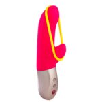 Мінівібратор-кролик зі стимулювальною стрічкою Fun Factory AMORINO pink/neon yellow, стрічка знімна