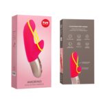 Мінівібратор-кролик зі стимулювальною стрічкою Fun Factory AMORINO pink/neon yellow, стрічка знімна