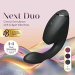 Подвійний вакуумний кліторальний стимулятор з вібрацією Womanizer Next Duo - Black